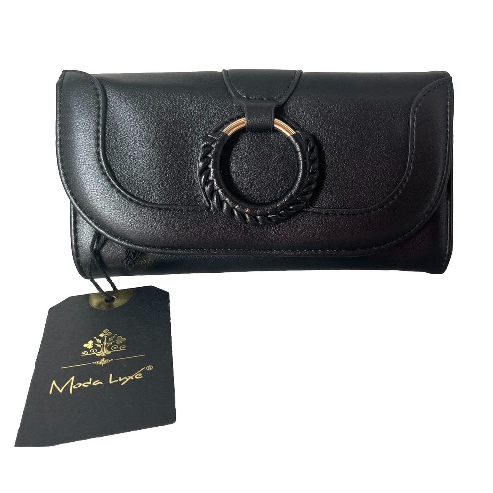 Moda Luxe Demi Mini Wallet Black Vegan Leather NWT‎